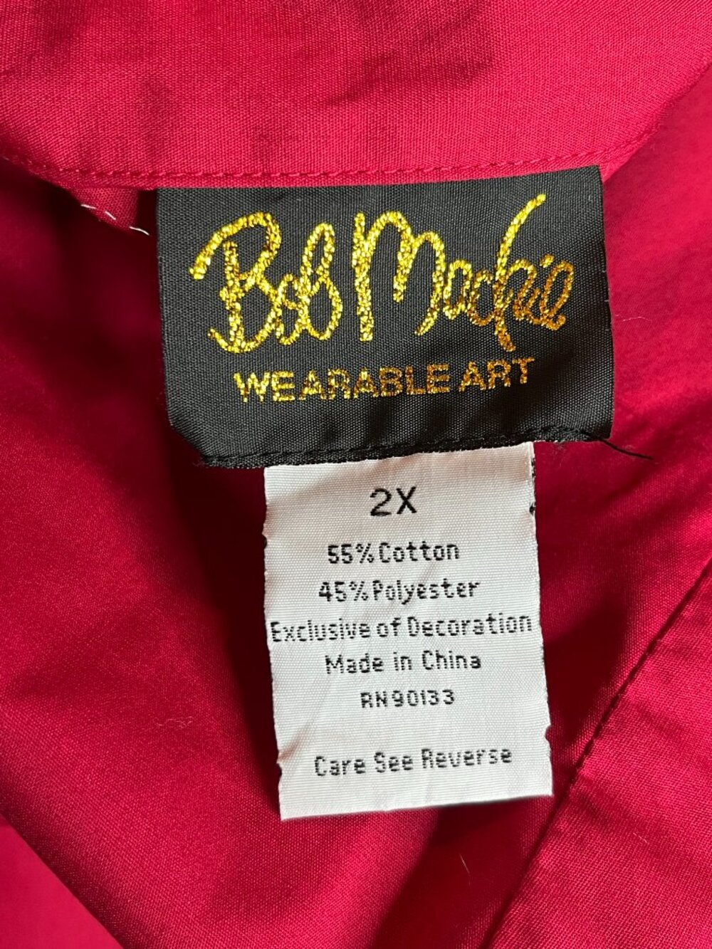 Bob Mackie Wearable Art Sequin Embellished Button Up Shirt Vibrant Red Holiday2X - Picture 9 of 11